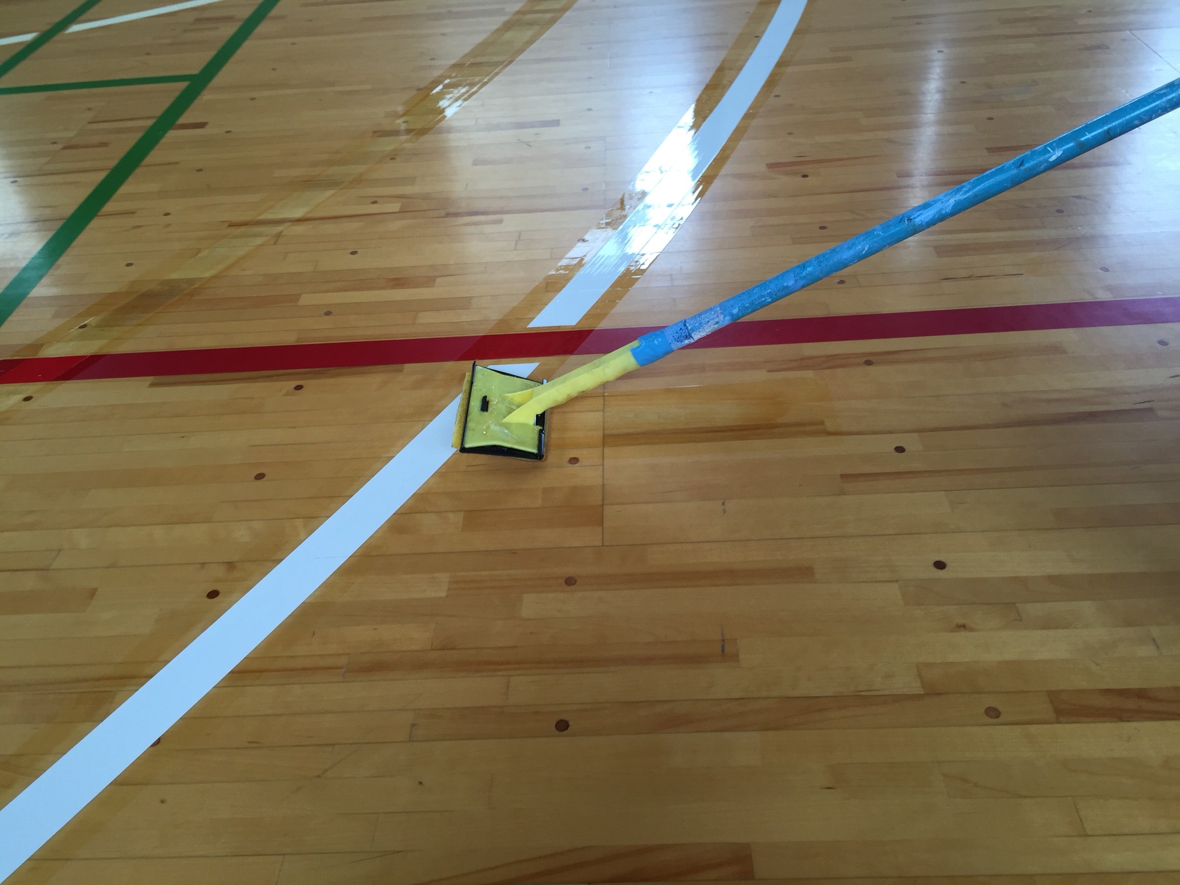 新潟県内バスケットボールコートライン新ルールデザイン変更工事